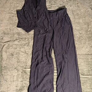 Love Black and White Pinstripe Two Piece Set